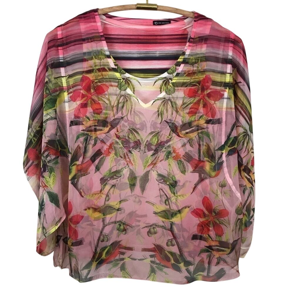 New Directions Floral & Bird Tank With Overlay Size Large